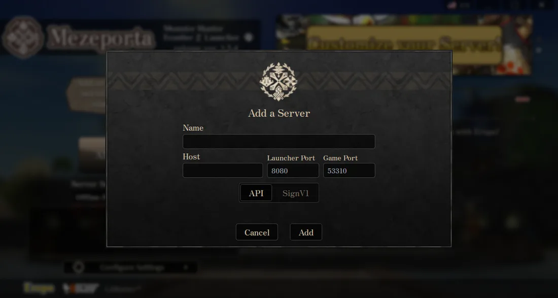 Add a Server dialog